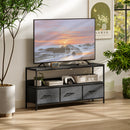 HOMCOM TV Cabinet, TV Console Unit With 3 Foldable Linen Drawers