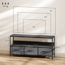 HOMCOM TV Cabinet, TV Console Unit With 3 Foldable Linen Drawers