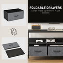 HOMCOM TV Cabinet, TV Console Unit With 3 Foldable Linen Drawers