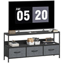 HOMCOM TV Cabinet, TV Console Unit With 3 Foldable Linen Drawers