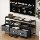 HOMCOM TV Cabinet, TV Console Unit With 3 Foldable Linen Drawers