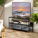 HOMCOM TV Cabinet, TV Console Unit With 3 Foldable Linen Drawers