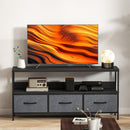 HOMCOM TV Cabinet, TV Console Unit With 3 Foldable Linen Drawers