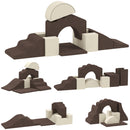 AIYAPLAY Kids Soft Play Set, 7 Piece Foam Climbing Blocks, Brown