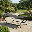 Outsunny Outdoor Hammock with Stand with Side Pocket, Headrest, Dark Grey