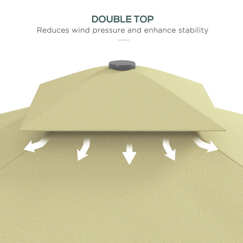 Outsunny 2.5m Square Cantilever Garden Parasol Umbrella with Cross Base, Beige