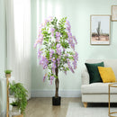 HOMCOM Artificial Wisteria Flower with 756 Leaves and 54 Flowers, Purple