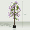HOMCOM Artificial Wisteria Flower with 756 Leaves and 54 Flowers, Purple