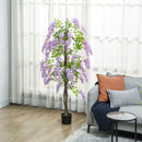 HOMCOM Artificial Wisteria Flower with 756 Leaves and 54 Flowers, Purple