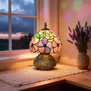 HOMCOM Stained Glass Bedside Lamp, Tiffany Style Table Lamp For Bedroom