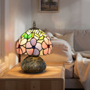 HOMCOM Stained Glass Bedside Lamp, Tiffany Style Table Lamp For Bedroom