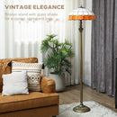 Floor Lamp With Handcrafted Stained Glass Shade, Vintage Standing Lamp