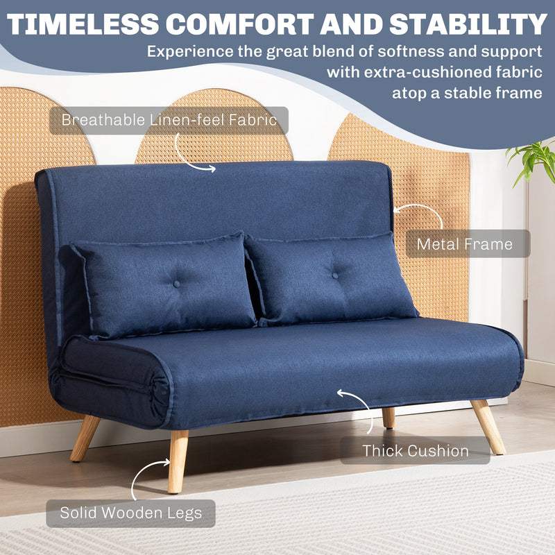 HOMCOM Click Clack Sofa Bed, 2 Seater Bed Settee for Living Room