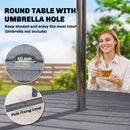 Outsunny Garden Dining Set, Round Table and Chairs w/ Parasol Hole, Grey