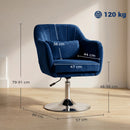 HOMCOM Retro Velvet Swivel Tub Chair with Steel Frame Dark Blue