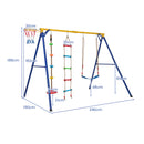 4-in-1 Heavy Duty Swing Set With 1 Basketball Hoop And 1 Adjustable Belt Swing-Blue &amp; Yellow