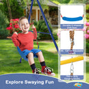4-in-1 Heavy Duty Swing Set With 1 Basketball Hoop And 1 Adjustable Belt Swing-Blue &amp; Yellow