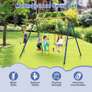 4-in-1 Heavy Duty Swing Set With 1 Basketball Hoop And 1 Adjustable Belt Swing-Blue &amp; Yellow