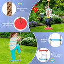 4-in-1 Heavy Duty Swing Set With 1 Basketball Hoop And 1 Adjustable Belt Swing-Blue &amp; Yellow