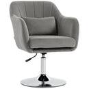 HOMCOM Retro Velvet Swivel Tub Chair With Steel Frame Grey