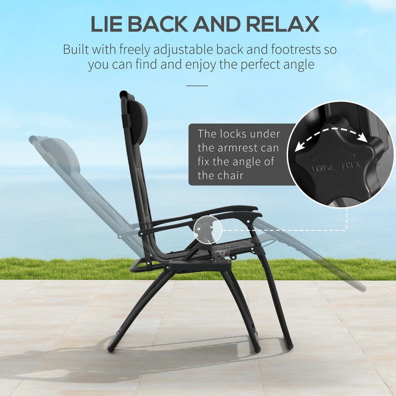 Outsunny 2 Pcs Zero Gravity Lounger Folding Recliner Chair w/ Cup Holder