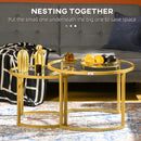 HOMCOM Modern Coffee Table Set of 2, Nesting Tables with Glass Top, Gold