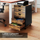 HOMCOM Filing Cabinet with 5 Drawers, Under Desk Drawer, Rustic Brown