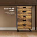 HOMCOM Filing Cabinet with 5 Drawers, Under Desk Drawer, Rustic Brown