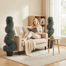 Artificial Lavender Topiary Tree With 315 Leaves And 315 Flowers, Set Of 2