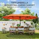 Outsunny Sun Umbrella Canopy Double-sided Crank Sun Shade 4.6M Orange