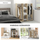 HOMCOM Mobile Double Open Wardrobe w/ Clothes Hanging Rail Colthing Natural
