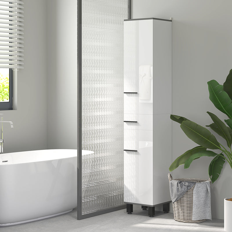 HOMCOM Bathroom Cabinet With Adjustable Shelves, Double Doors And Drawer