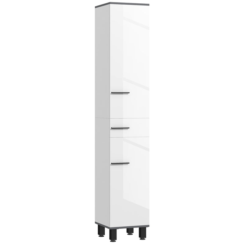 HOMCOM Bathroom Cabinet With Adjustable Shelves, Double Doors And Drawer