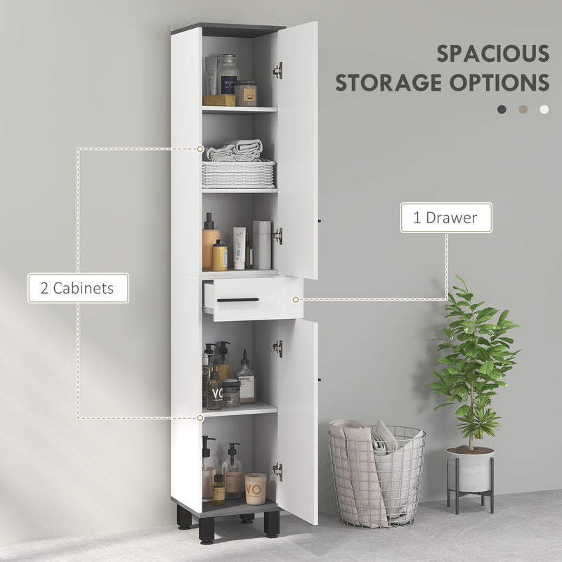 HOMCOM Bathroom Cabinet With Adjustable Shelves, Double Doors And Drawer