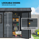 Outsunny 8 X 4 Ft Resin Garden Shed With Floor, Lockable Doors, Dark Grey