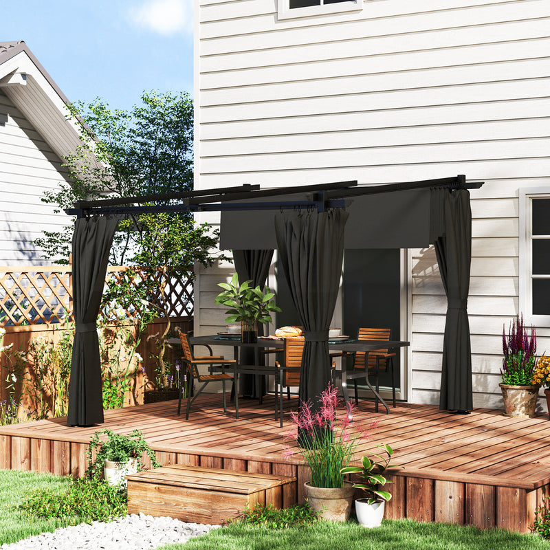 Outsunny 3 X 3(m) Metal Pergola With Retractable Roof And Sidewalls, Grey