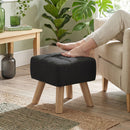 HOMCOM Modern Footstool, Fabric Foot Rest with Rubber Wood Legs, Black