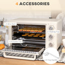 HOMCOM Mini Oven 21L Electric Grill W/ Adjustable Temp Timer 1400W, Cream