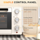 HOMCOM Mini Oven 21L Electric Grill W/ Adjustable Temp Timer 1400W, Cream