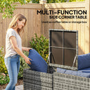 Outsunny Rattan Garden Furniture Set With Storage Table, Cushions, Dark Blue