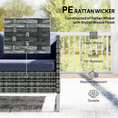 Outsunny Rattan Garden Furniture Set With Storage Table, Cushions, Dark Blue