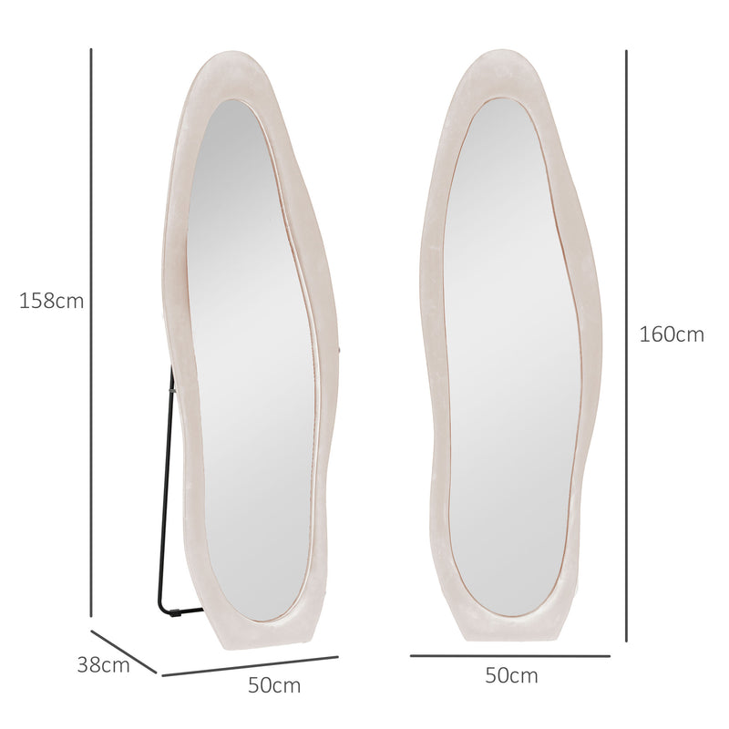 HOMCOM Irregular Full Length Mirror with Velvet Frame
