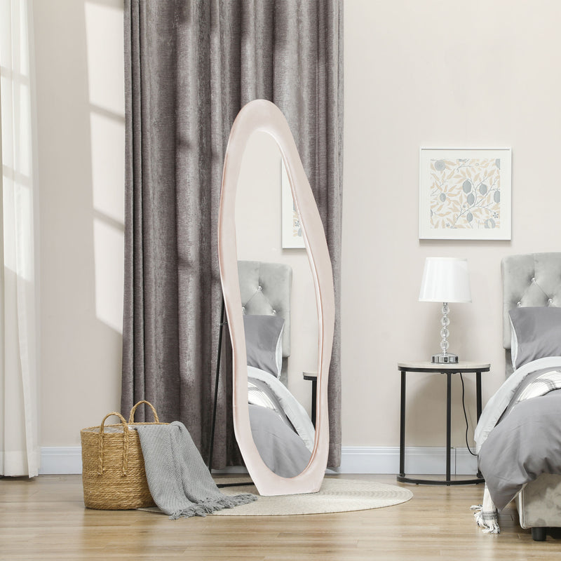 HOMCOM Irregular Full Length Mirror with Velvet Frame