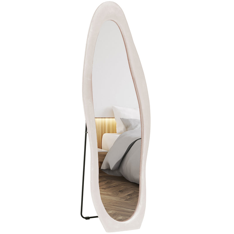 HOMCOM Irregular Full Length Mirror with Velvet Frame