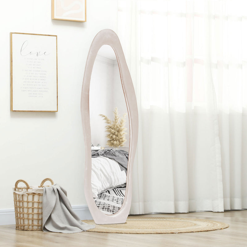 HOMCOM Irregular Full Length Mirror with Velvet Frame