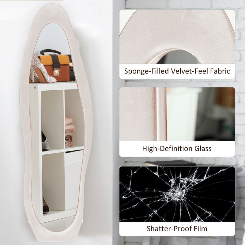 HOMCOM Irregular Full Length Mirror with Velvet Frame