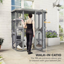 PawHut Walk-in Catio, Outdoor Cat Enclosure With 4 Jumping Platforms, Condo