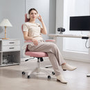 Vinsetto Mesh Chair With Headrest, 4D Lumbar Support, Flip-up Arm - White/Pink/Black