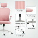 Vinsetto Mesh Chair With Headrest, 4D Lumbar Support, Flip-up Arm - White/Pink/Black