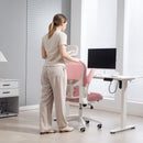 Vinsetto Mesh Chair With Headrest, 4D Lumbar Support, Flip-up Arm - White/Pink/Black